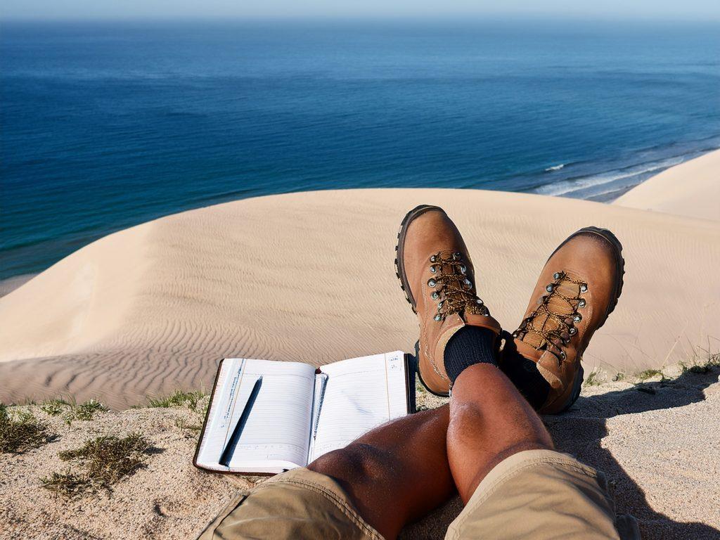 Senderismo Fuerteventura, dunas océano, autor blog tomando notas, inspiración viaje, escribir sobre Canarias
